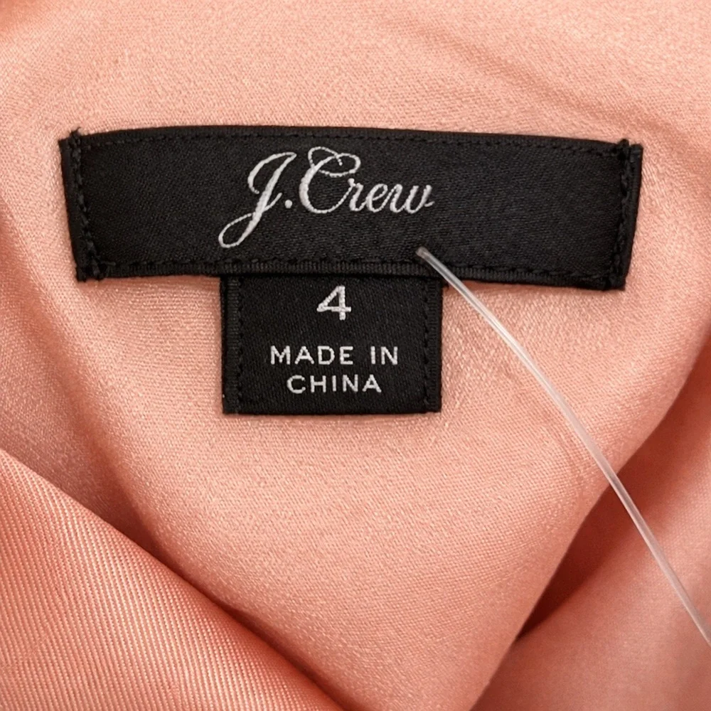 J.Crew Blush Satin Ruffle Hem Cocktail Dress Size 4 Bow Back - Picture 3 of 4